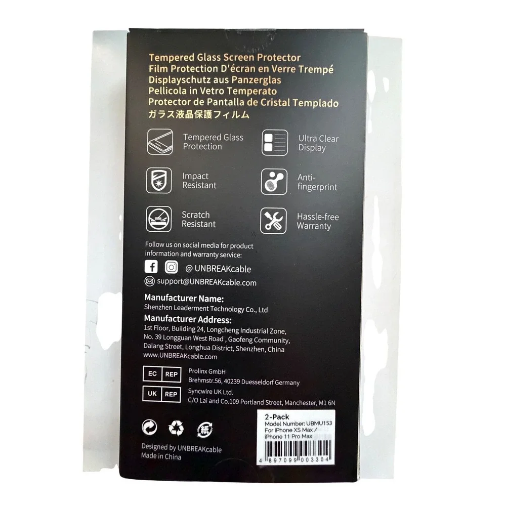 UNBREAKcable Screen Protector iPhone‎ XS Max 11 Pro Max 2 Pack Clear New Glass